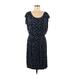 Ann Taylor LOFT Casual Dress Scoop Neck Short sleeves: Blue Leopard Print Dresses - Women's Size Medium