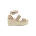 Soludos Wedges: Espadrille Platform Casual Tan Solid Shoes - Women's Size 8 1/2 - Open Toe