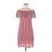 Haute Monde Casual Dress - Party Off The Shoulder Short sleeves: Pink Print Dresses - Women's Size Medium