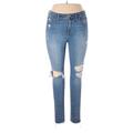 Madewell Jeggings - High Rise Skinny Leg Boyfriend: Blue Bottoms - Women's Size 31 - Distressed Wash