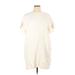 Lisa Perry xo Barneys New York Casual Dress - Shift High Neck Short sleeves: Ivory Solid Dresses - Women's Size 8