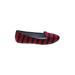 Charles Philip Shanghai Flats: Slip-on Stacked Heel Casual Red Stripes Shoes - Women's Size 7 - Almond Toe