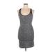 Southpole Casual Dress - Bodycon Scoop Neck Sleeveless: Gray Leopard Print Dresses - Women's Size X-Large