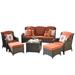 Dovecove Gering Wicker/rattan 6 - Piece Seating Group w/ Cushions Synthetic Wicker/All - Weather Wicker/Wicker/Rattan in Orange | Outdoor Furniture | Wayfair