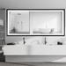 Orren Ellis Gaime Lighted Bathroom Mirror, Glass in White/Black | 48 H x 96 W x 1.5 D in | Wayfair 77243F46AE894E6295A0B4598128648E