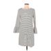 J.Crew Factory Store Casual Dress - Shift Scoop Neck 3/4 sleeves: White Print Dresses - Women's Size Medium