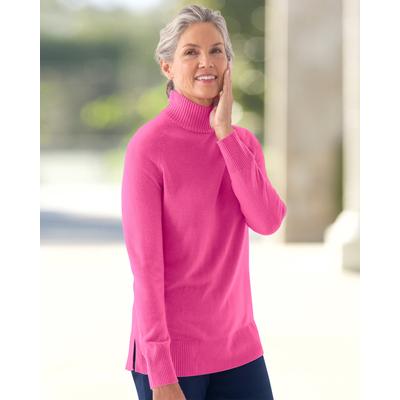 Appleseeds Women's Spindrift Mock Neck Sweater - Pink - 1X - Womens