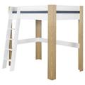 Pack lit mezzanine bureau et matelas 140x190 bois massif blanc et bois