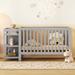 4-in-1 Convertible Crib and Changer Changing Table with Adjustble Height Full Size Toddler Bed and Converts Daybed