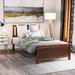 Brown, White Twin Size Wood Platform Bed with Headboard, Footboard, and Wood Slat Support - Classic Design, Solid Construction