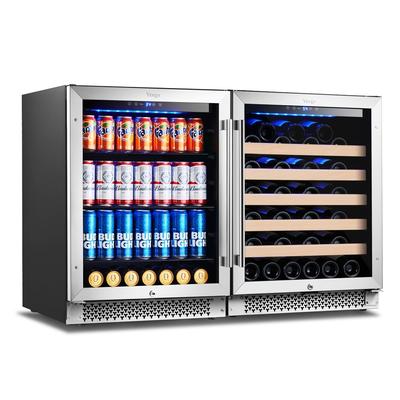 Yeego 48 in. Dual Zone 52-Bottles and 180-Cans Beverage Wine Cooler Side-by-Side Combo Refrigerators Built-in Fridge
