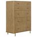 Sea 50 Inch Modern Tall Dresser Chest with 5 Drawers, Natural Brown Wood