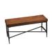 HomeView Design 40.8" L Brown Iron/Fir Wood Tree Board Bench w/ Crossing Leg, Wooden Entryway Bench, Outdoor Bench