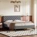 Gray, Beige Queen Size Upholstered Linen Platform Bed - Elegant Design, Solid Construction, No Box Spring, Easy Assembly