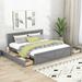Gray, White King Size Wooden Platform Bed with Storage Drawers and Support Legs - Sturdy Frame, No Box Spring Needed