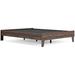 Sof Queen Size Platform Bed, Low Profile, Footboard, Dark Brown Finish