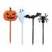 Pretty Comy 10PCS Halloween Plastic Fork Fruit Toothpick Cake Fork Spider Pumpkin Ghost Pattern Fruit Fork Unique Festive Party Supplies