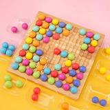 Wooden Board Bead Game Wooden Go Games Set Wooden Clip Rainbow Clip Beads Puzzle of Wooden Clip Beads Rainbow Toy Early Education Puzzle Board Game