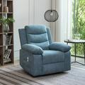 Wide Power Lift Recliner Chair with Massage and Heat Overstuffed Reclining Chair with Side Pocket Heavy Duty Recliner with Adjustable Backrest for Bedroom Living Room Outdoor Apartment Blue
