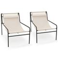 Costway 2PCS Patio Sling Lounge Chair with Removable Headrest Pillow Breathable Seat Porch