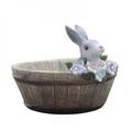 CUTELOVE Landscape Cute Bunny Design Natural Resin Planter Flower Pot Home Garden Decors Wooden Bunny Pots