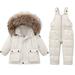 Spring Savings Clearance! JGTDBPO Coat For Toddlers Winter Ski Suit Thick Hoodie Coat Down Jacket Suspenders Kids Clothing Outfit Set Thickened Down Jacket Strap Pants For Boys And Girls