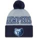 Men's New Era Navy/Gray Memphis Grizzlies Tip-Off Two-Tone Cuffed Knit Hat with Pom