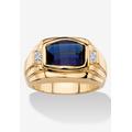 Men's Big & Tall Men'S 2.77 Tcw Created Blue Sapphire And Diamond Accent 18K Gold-Plated Ring by PalmBeach Jewelry in Blue (Size 10)