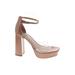 GBG Los Angeles Heels: Tan Print Shoes - Women's Size 10 - Open Toe