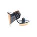 Sergio Rossi Mule/Clog: Slide Platform Boho Chic Black Solid Shoes - Women's Size 37.5 - Open Toe