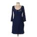 Laundry by Shelli Segal Casual Dress - Sheath Scoop Neck 3/4 sleeves: Blue Solid Dresses - Women's Size 10