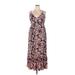 Lily Rose Casual Dress - Midi V-Neck Sleeveless: Pink Dresses - Women's Size 2X-Large