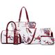 Segater Women Handbag Set 6 Pcs PU Leather Tote Purse Set Multi-purpose Elegant Crossbody Shoulder Bags and Clutch White