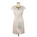 Eliza J Casual Dress - Mini Crew Neck Short sleeves: Silver Dresses - Women's Size 4 Petite