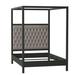 Kristin Drohan Collection Gates Tufted Solid Wood & Canopy Bed Wood & Upholstered/ in Gray/Brown | 90 H x 65 W x 87 D in | Wayfair