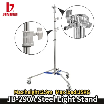 JINBEI JB-290A 2.9m Adjuastable En Acier Inoxydable RapDuty Professionnel Studio Trépied Stand Pour