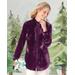 Appleseeds Women's Velvet Ruffle-Trim Tunic - Purple - PM - Petite