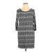 Katherine Barclay Casual Dress - Shift Scoop Neck 3/4 sleeves: Gray Dresses - Women's Size X-Large