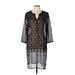 J.Jill Casual Dress - Shift V-Neck 3/4 sleeves: Black Dresses - Women's Size Large