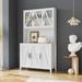 Freestanding Kitchen Pantry Storage Cabinet with Glass Doors,Drawers and Open Shelves