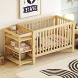 2-IN-1 Full Size Convertible Crib Bed with Changing Table