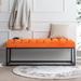 Modern Teddy-velvet Metal Base Upholstered Entryway Bench for Bedroom End of Bed Foot Rest Stool Coffee Table, Orange Fabric