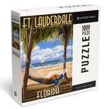 Lantern Press 1000 Piece Jigsaw Puzzle Ft. Lauderdale Florida Palms and Hammock