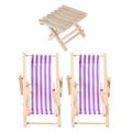 3 Pcs Dollhouse Miniature Beach Chairs Mini Lounge Chair Foldable Table Ornament