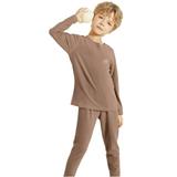 Thermal Underwear Set for Boys Girls Long Lined Kids Base Layer Thermals Sets Boy brown - 150cm