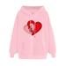 Jalioing Pullover Hoodies for Women Long Sleeve Fashion Pattern Print Solid Color Hooded Sweatshirt (Small Pink)