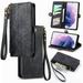 Feishell for iPhone 7 Plus/8 Plus Case Wallet Retro High Quality Zipper Pouch PU Leather Strap Flip Case with Magnetic Closure [RFID Blocking] Card Holder Kickstand for iPhone 7 Plus/8 Plus Black