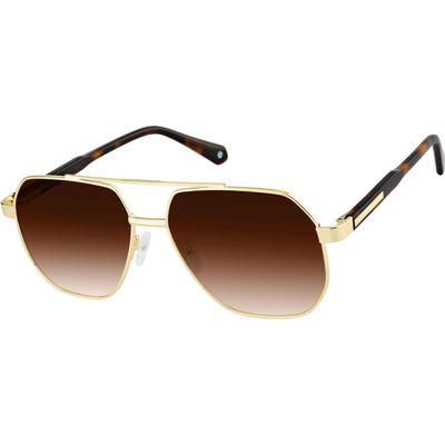 Zenni Men's Aviator Rx Sunglasses Gold Mixed Full Rim Frame