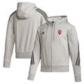 Men's adidas Heather Gray Indiana Hoosiers Sideline Fashion Full-Zip Pullover Hoodie