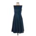 Gal Meets Glam Cocktail Dress - A-Line High Neck Sleeveless: Blue Print Dresses - Women's Size 2